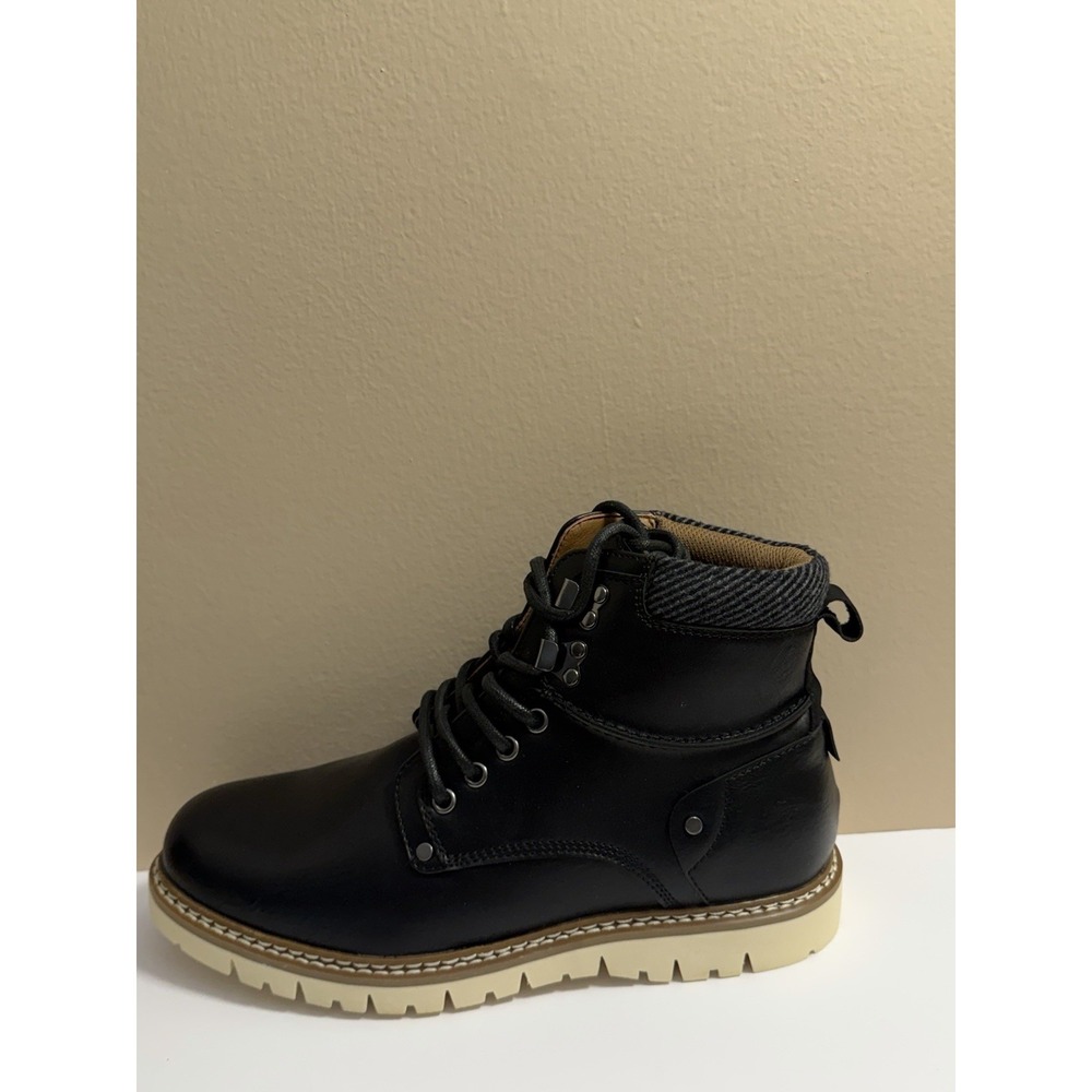 Steve Madden Boot's Men's Blk Madden NYC Lace-Up Sz 9.5 Cream Lug Sole EUC - Picture 7 of 13